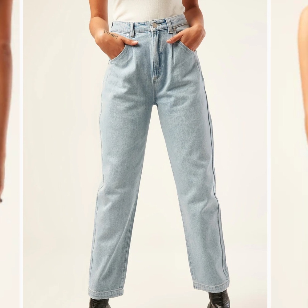 ABRAND Miami Taper Brandy High Waist Straight Leg Tapered Pleats Denim Jeans 24